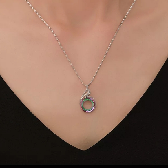 Australian Crystal Peacock Pendant Necklace - Picture 2 of 5